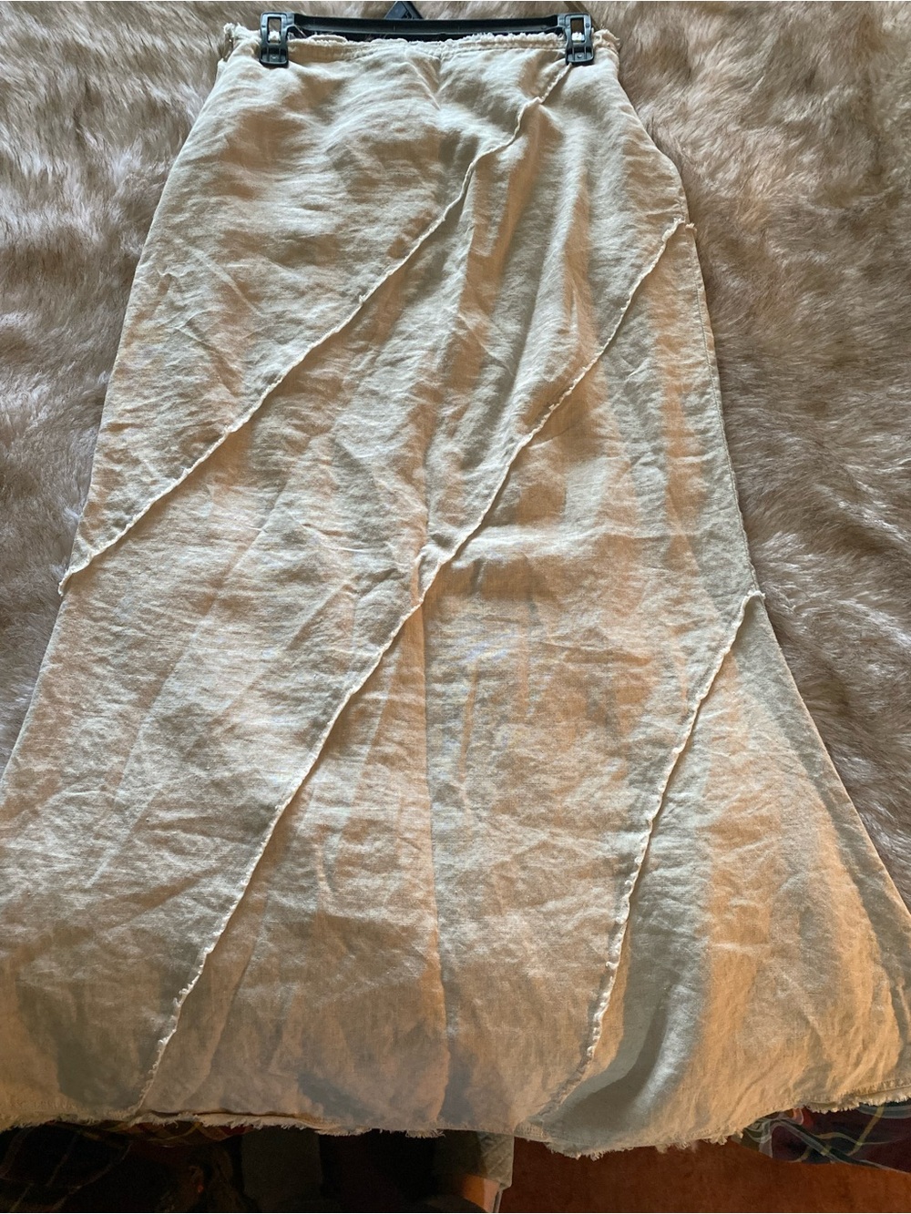 Cami Cream 100% Linen Maxi Skirt with Diagonal Paneling
